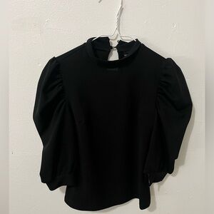 Black puffy sleeve blouse
